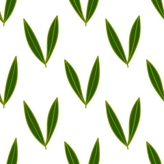 Simple green leaves. Floral seamless pattern. 