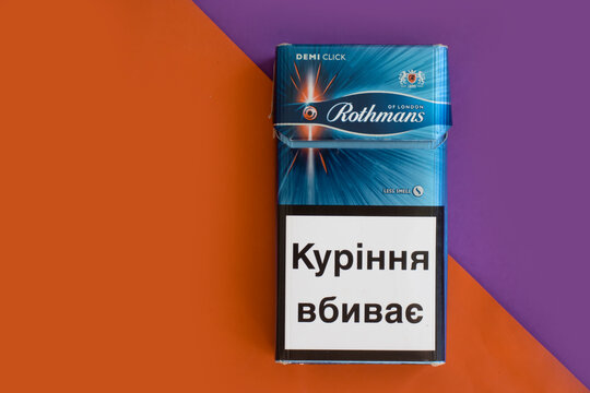 October 6, 2022 Ukraine city Kyiv Rothmans cigarettes on a colored background
