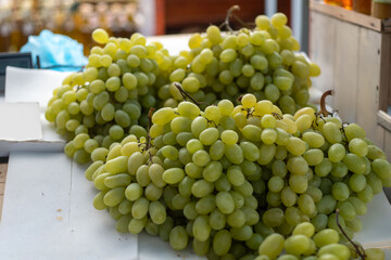 white grapes displayed on market
