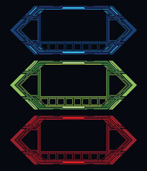 Hi-tech style frame on various colors for video games