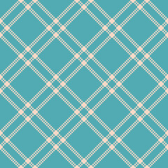 Fototapeta premium Vector geometric traditional folk ornament. Nordic scandinavian style. Winter Christmas theme. Simple retro vintage seamless pattern. Turquoise color. Ornamental background with squares, grid, crosses