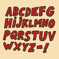 Hand drawn red polka dots alphabet 