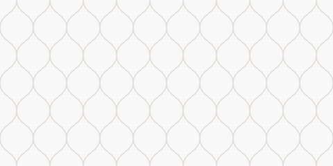 Fototapeta premium Subtle vector seamless pattern. Minimal texture of mesh, fishnet, lace, weaving, subtle lattice, wavy lines. Simple minimalist geometric background. Abstract repeat modern geo design for print, decor