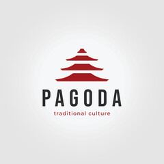 heritage of pagoda logo from japan and chinese vector design illustration vintage