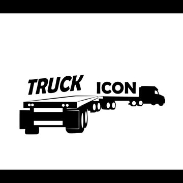 CAMION DE DOBLE REMOLQUE CONTENEDOR SIN CAJAS ICONO VECTOR LOGO