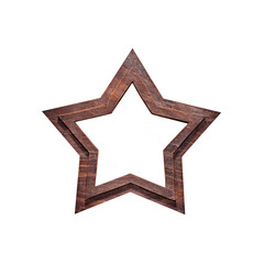 Christmas decoration wooden star isolated on white