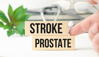 Stroke PROSTATE text on wooden blocks and stethoscope