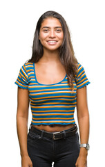 Obraz premium Young beautiful arab woman over isolated background with a happy and cool smile on face. Lucky person.