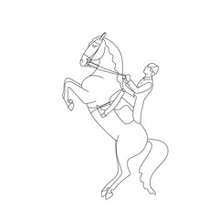 Classic dressage, a rider on a horse performs an upward jump