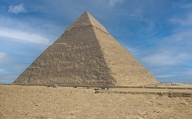 Fototapeta na wymiar Pyramid of Khafre in Egypt and blue sky