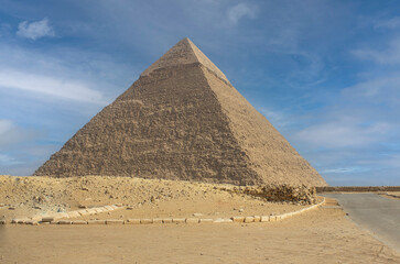 Pyramid of Khafre in Egypt and blue sky