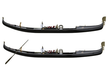 Gondola canal boat with and without oar. 3D rendering isolated. © IG Digital Arts