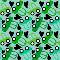 Cartoon kids seamless cars toys pattern for child clothes print and wrapping paper and fabrics and accessories
