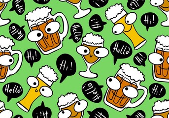 Beer seamless octoberfest pattern for wrapping paper and menu and clothes print and accessories and festive
