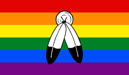 Two spirit pride Flag vector illustration. LGBT flag Native American community sexual gender rights. Indians lesbian and gay culture in United States of America. 