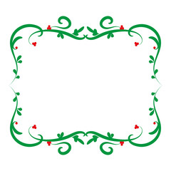 Decorative green frame with red berries. Christmas frame with place for text. Isolated on a white background. Element design. Vector illustration.