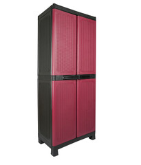 black and  red,Multi Purpose Plastic Cupboard for Home,two layers,white bakcgrond
