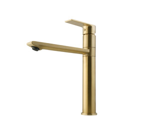 gold,bathroom,Kitchen Mixer metal faucet isolated white background
