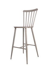 gray color chair, Metal, metal chair, modern designer. Isolated chair on a white background,side shot
