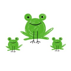 kids drawing frog, freehand chalk drawing