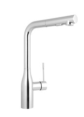 chrome,Kitchen Mixer metal faucet isolated white background
