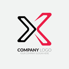 Red & Black letter X cross sign logo template vector, tech branding design for modern app