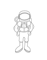 astronauta personaje dibujo en blanco y negro para colorear © palomadelosvientos