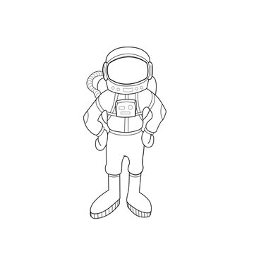 astronauta personaje dibujo en blanco y negro para colorear