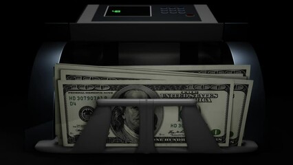 100 US dollar in cash dispenser. Withdrawal of cash from an ATM. Financial transaction in the bank terminal. USD.	