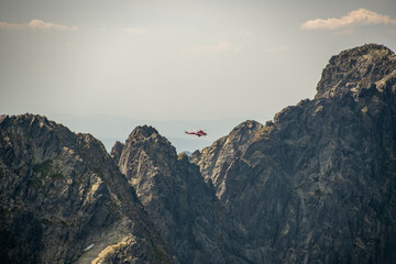 helicopter in the mountains, High Tatras