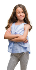Fototapeta premium Brunette hispanic girl happy face smiling with crossed arms looking at the camera. Positive person.