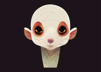 sweet cute little mouse character in fantasy style, vector art