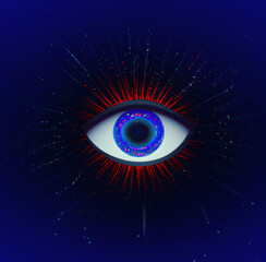 Illustration of abstract eye on dark background
