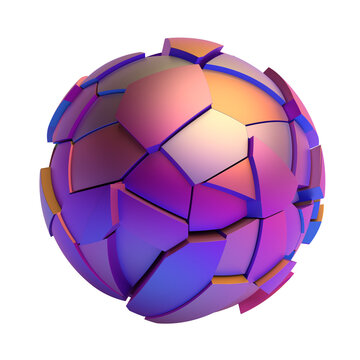 Colorful broken sphere, 3d render