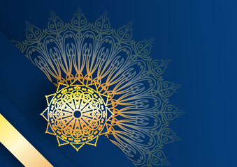 Gold and blue ornamental mandala background