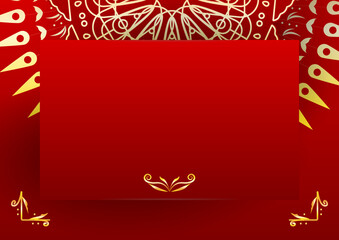 Gold and red ornamental mandala background. Luxury mandala background with golden arabesque pattern arabic islamic east style. Decorative mandala for print, poster, cover, brochure, flyer, banner.