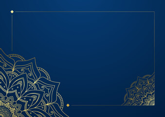 Gold and blue ornamental mandala background