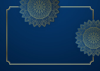 Gold and blue ornamental mandala background