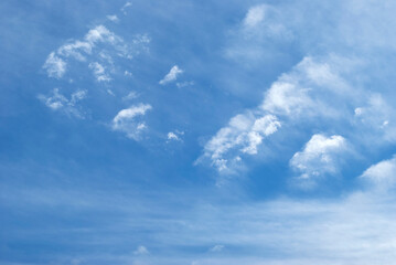 gentle white clouds in a bright blue sky