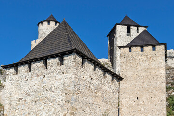 Fototapeta na wymiar Ruins of Medieval fortified town of Golubac, Serbia
