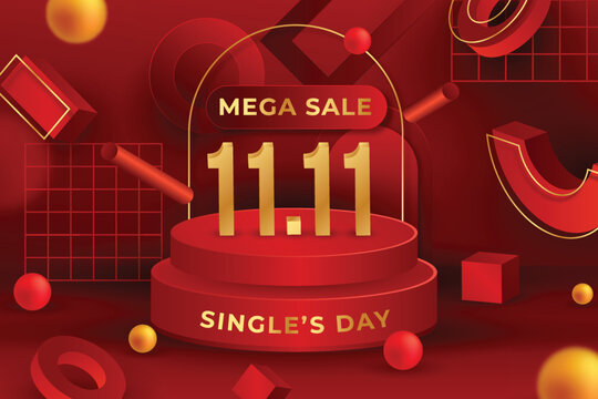 Realistic Golden Red Single S Day Background Vector Design Illustration