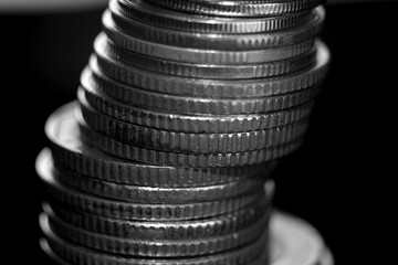 Close up of coin stack