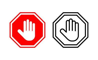 Stop icon vector for web and mobile app. stop road sign. hand stop sign and symbol. Do not enter stop red sign with hand