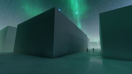 trapped in mazes liminal space 3d render