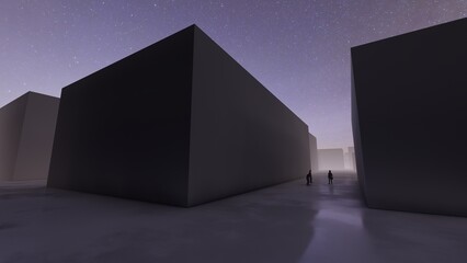 trapped in mazes liminal space 3d render