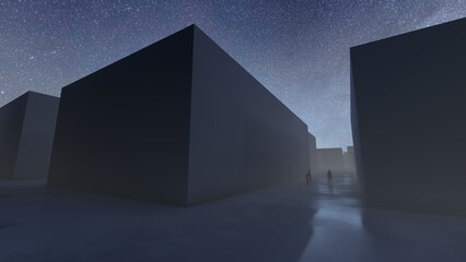 trapped in mazes liminal space 3d render