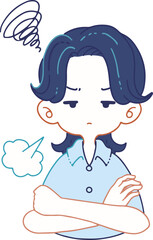 あきれ果てて溜息を吐く人物のベクターイラストレーション