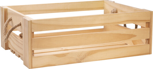 Wooden crate basket isolated on white background, Wooden box on white background, With work path.