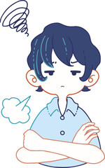 あきれ果てて溜息を吐く人物のベクターイラストレーション