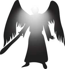 angel silhouette vector with light effect on head